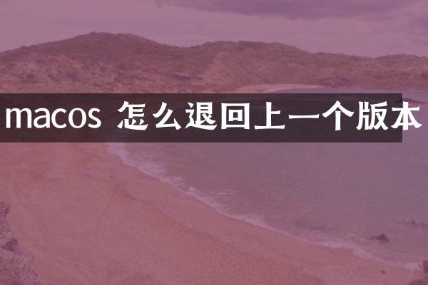 macos 怎么退回上一个版本