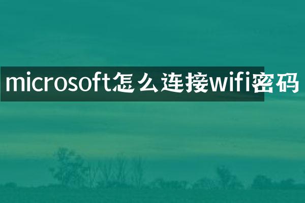microsoft怎么连接wifi密码