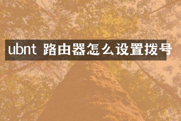 ubnt 路由器怎么设置拨号