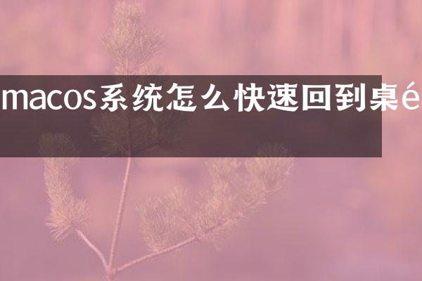 macos系统怎么快速回到桌面