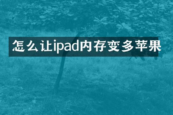 怎么让ipad内存变多苹果