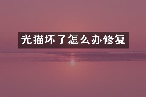 光猫坏了怎么办修复