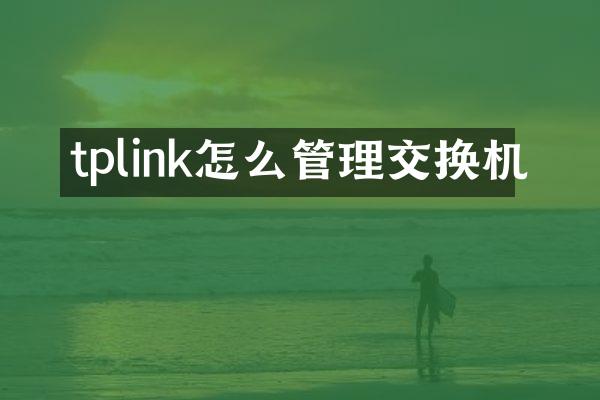 tplink怎么管理交换机