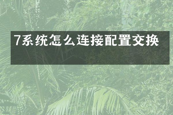7系统怎么连接配置交换机