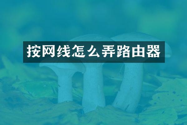 按网线怎么弄路由器
