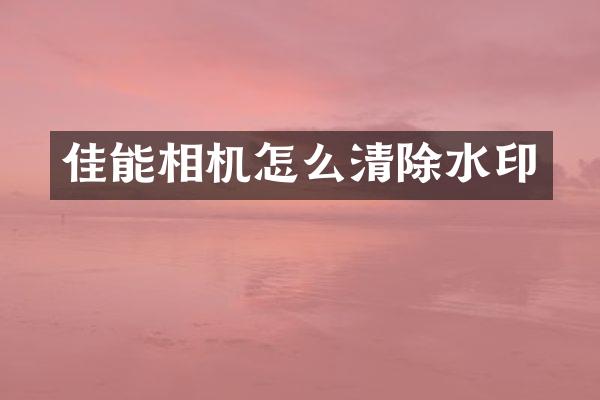 佳能相机怎么清除水印