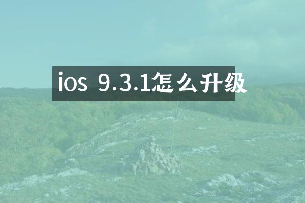 ios 9.3.1怎么升级