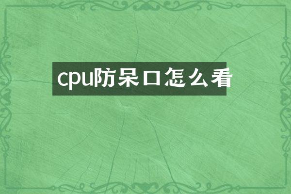 cpu防呆口怎么看