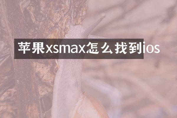苹果xsmax怎么找到ios