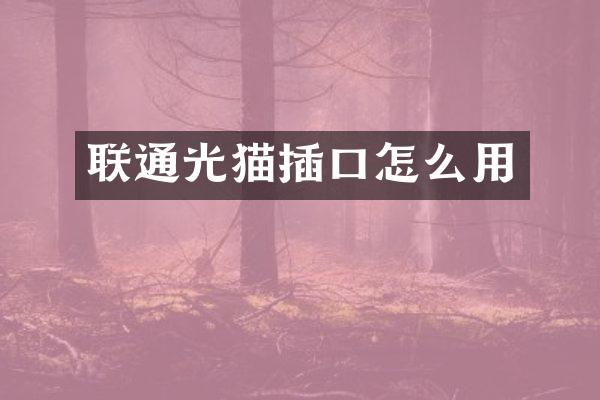 联通光猫插口怎么用