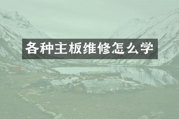 各种主板维修怎么学