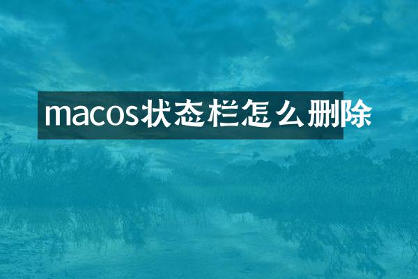 macos状态栏怎么删除