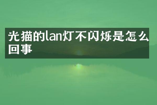 光猫的lan灯不闪烁是怎么回事