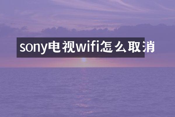 sony电视wifi怎么取消