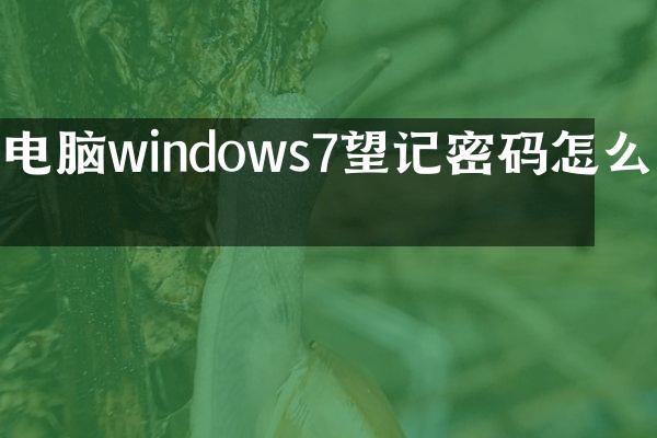 电脑windows7望记密码怎么办
