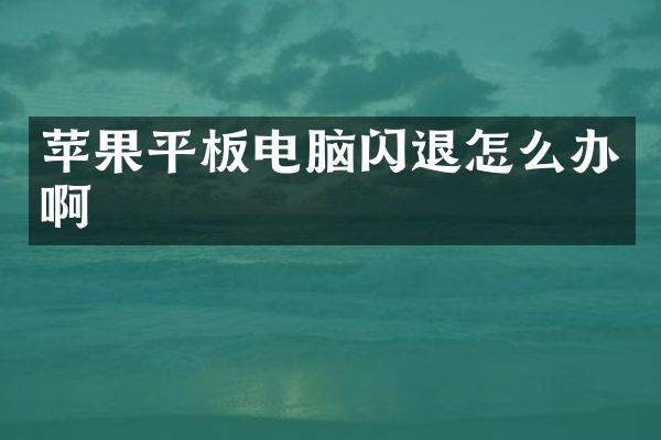 苹果平板电脑闪退怎么办啊