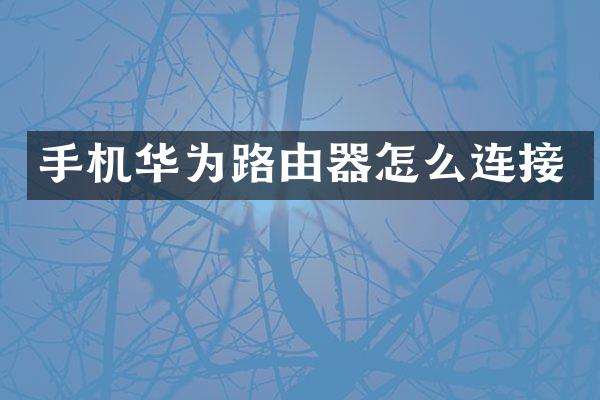 手机华为路由器怎么连接