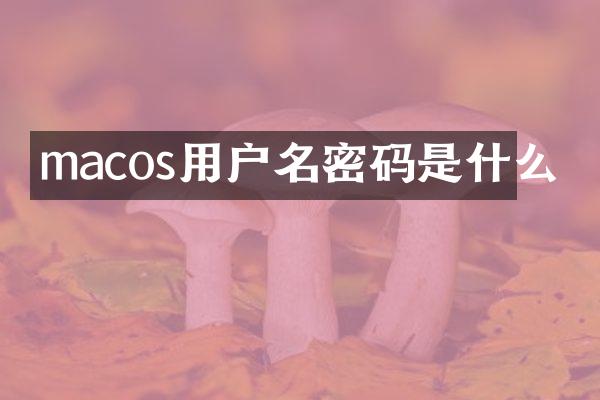 macos用户名密码是什么