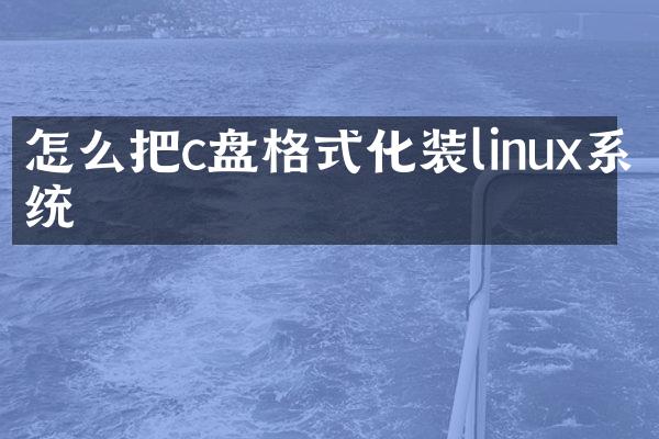怎么把c盘格式化装linux系统