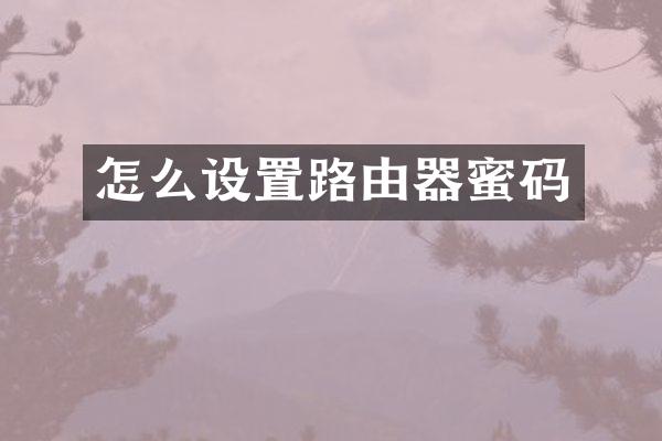 怎么设置路由器蜜码