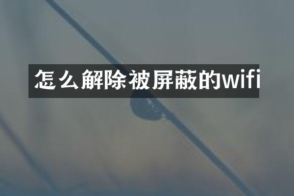 怎么解除被屏蔽的wifi