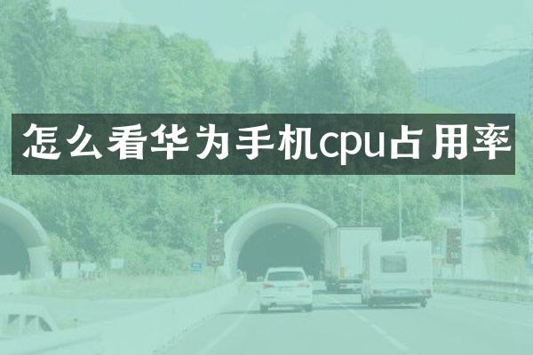 怎么看华为手机cpu占用率