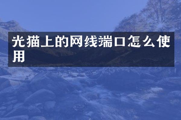 光猫上的网线端口怎么使用