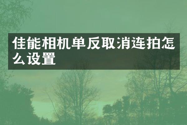 佳能相机单反取消连拍怎么设置