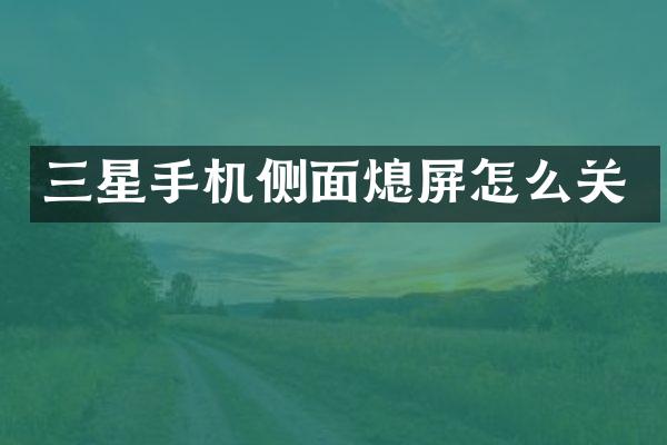 三星手机侧面熄屏怎么关