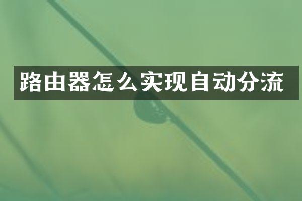 路由器怎么实现自动分流