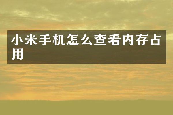 小米手机怎么查看内存占用