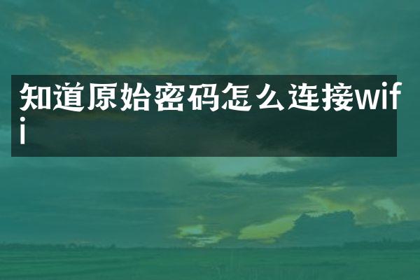 知道原始密码怎么连接wifi