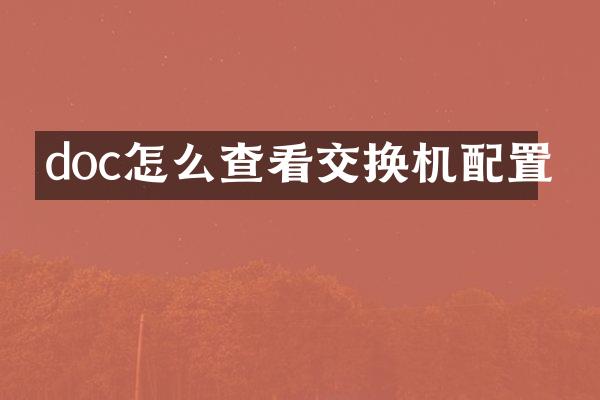 doc怎么查看交换机配置