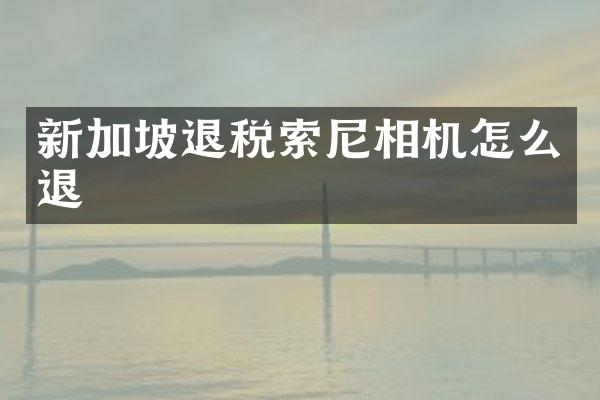 新加坡退税相机怎么退