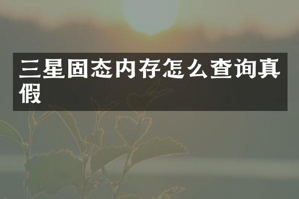 三星固态内存怎么查询真假