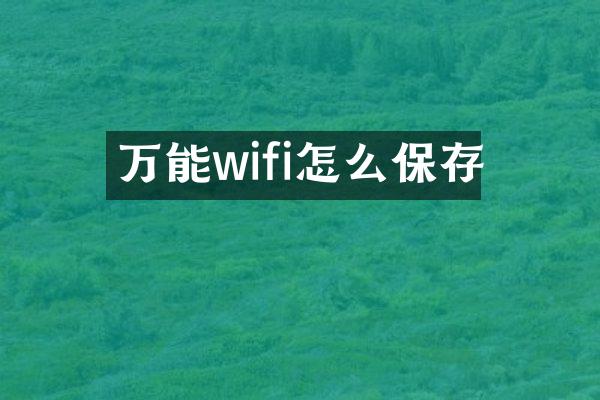 万能wifi怎么保存