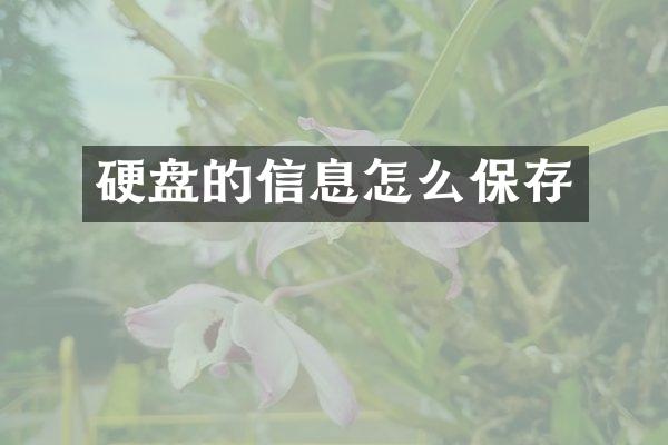 硬盘的信息怎么保存