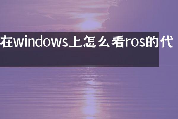 在windows上怎么看ros的代码