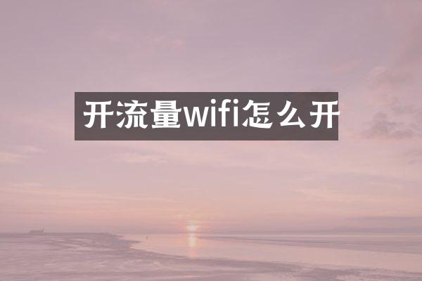 开流量wifi怎么开