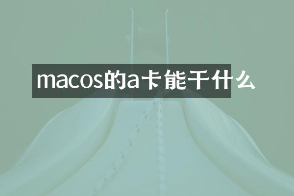macos的a卡能干什么