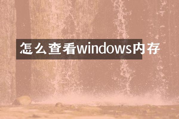 怎么查看windows内存