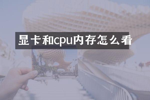 显卡和cpu内存怎么看