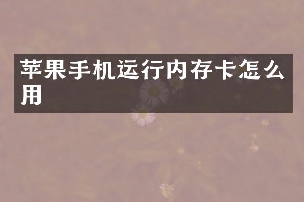 苹果手机运行内存卡怎么用