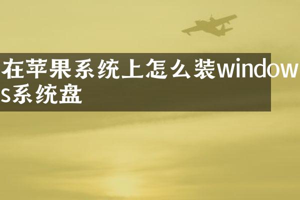 在苹果系统上怎么装windows系统盘