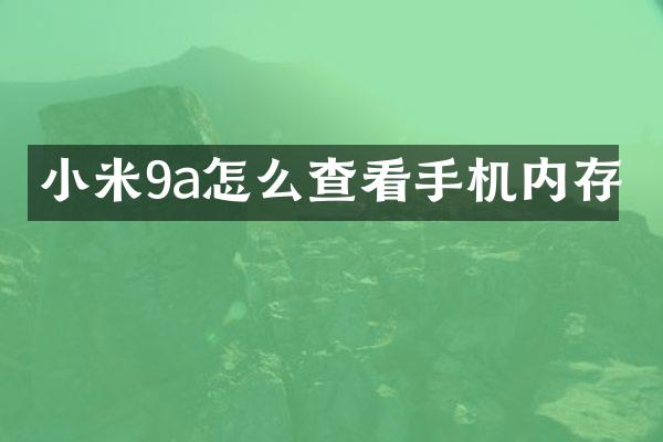 小米9a怎么查看手机内存