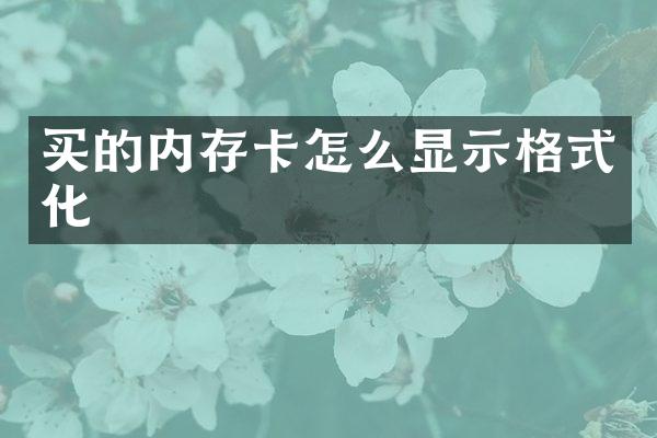 买的内存卡怎么显示格式化