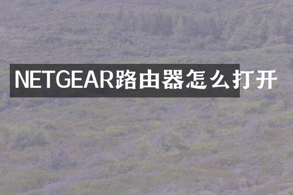 NETGEAR路由器怎么打开