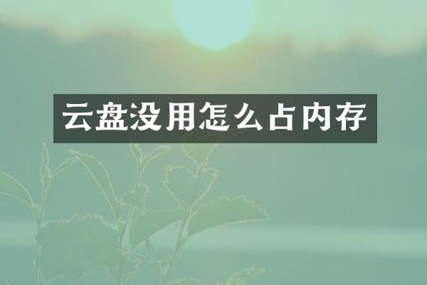 云盘没用怎么占内存