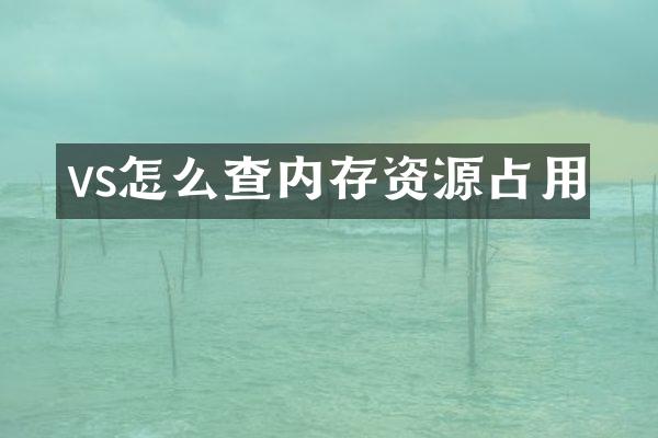 vs怎么查内存资源占用