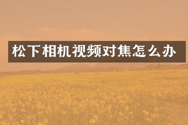 相机视频对焦怎么办